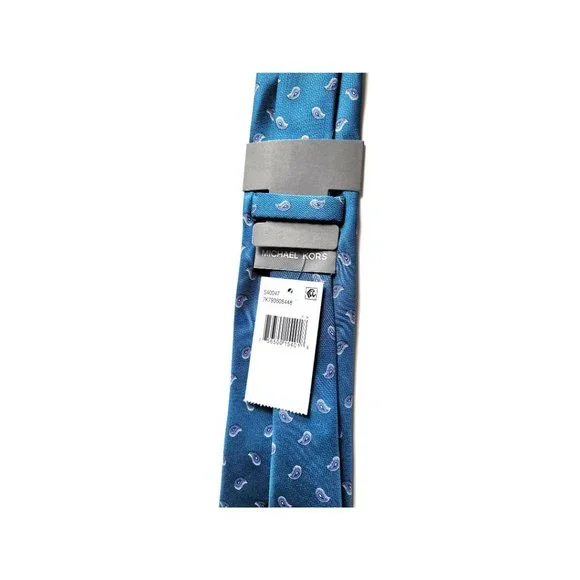 NWT MK Michael Kors Men's Long Slim Slender Tie 100% Silk Turquoise One Size
